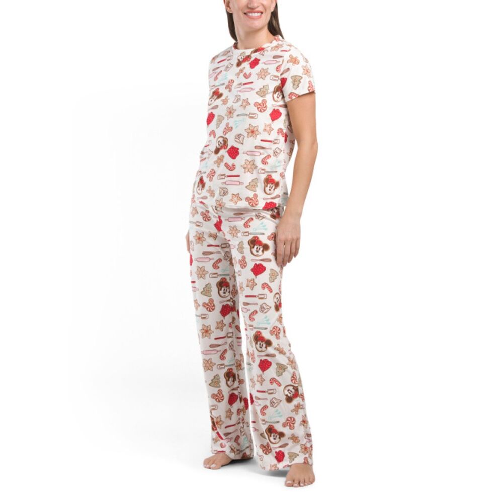 Disney Women's 2pc Minnie Holiday Baking Velour Sleep Set Size Large NWT